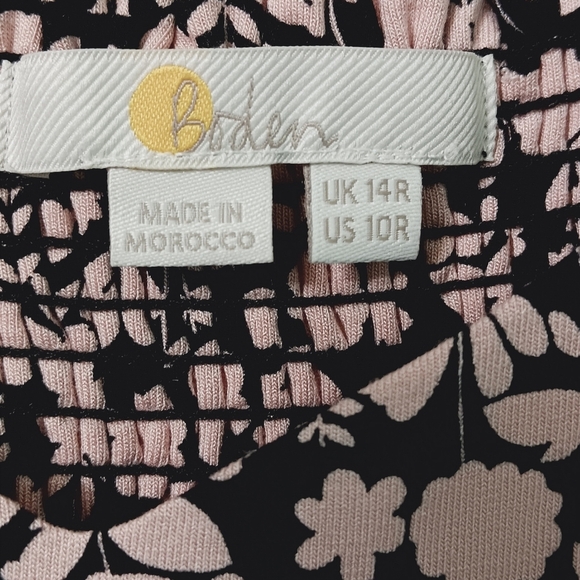 EUC Boden Jersey Jumpsuit Size 10R Black Pink Flutter Sleeve Floral Ankle Length - Picture 10 of 16